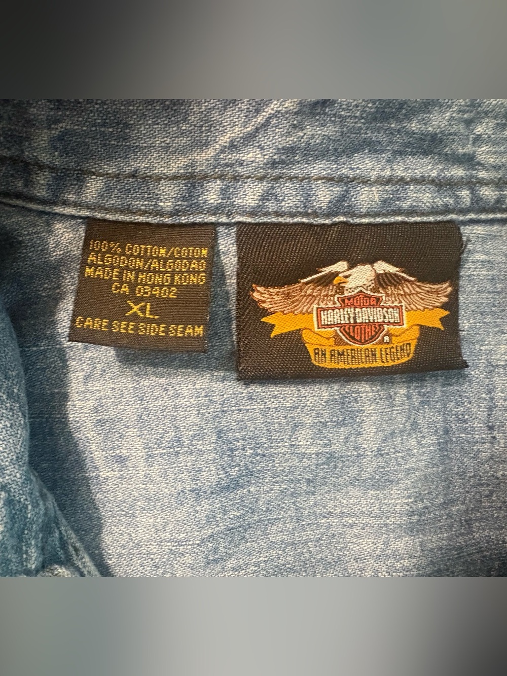Harley-Davidson Light Blue Denim Sleeveless Button-Front Vest - Picture 6 of 6